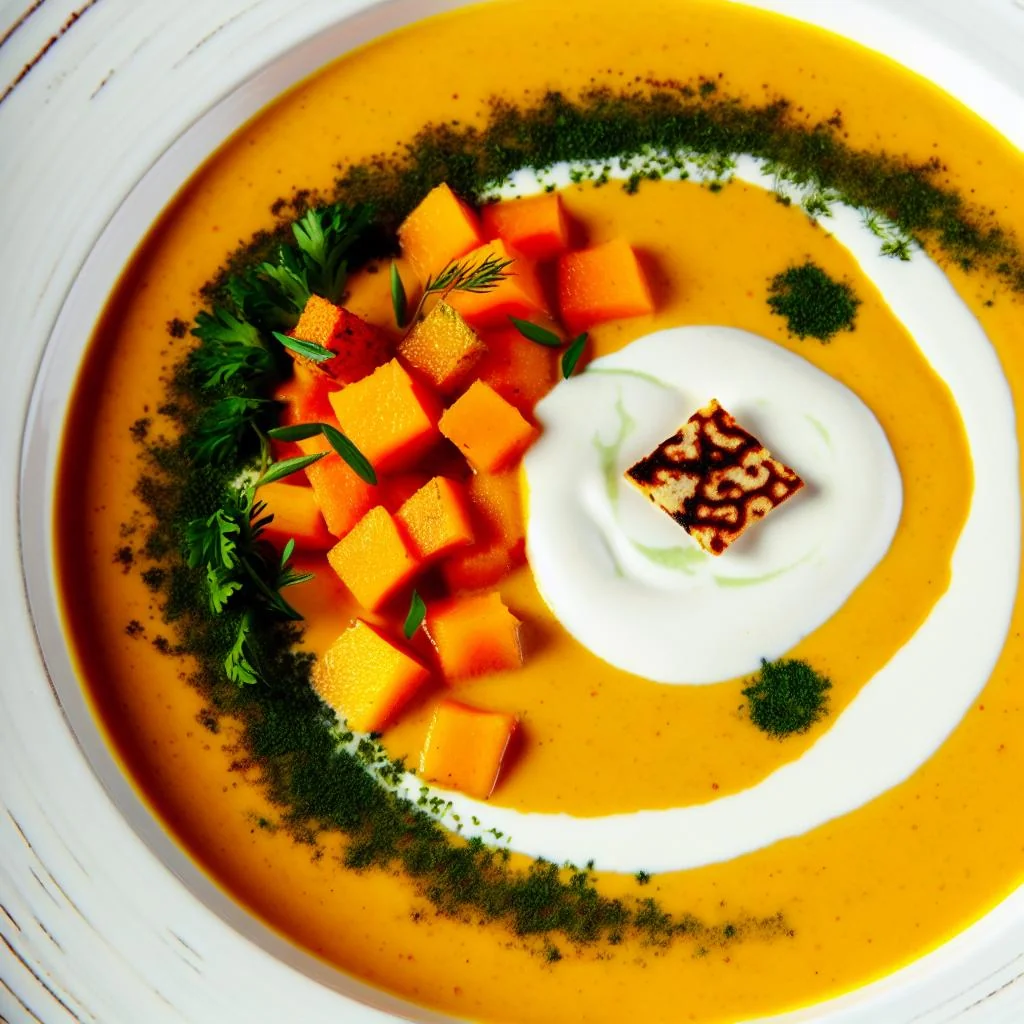 Creamy Roasted Pumpkin Soup with Spiced Crème Recipe