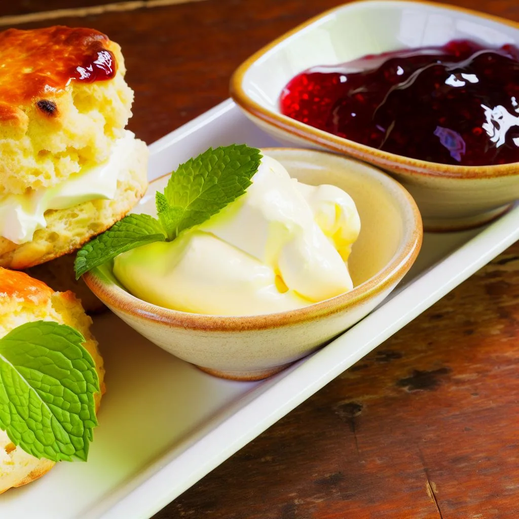 Flaky English Scones with Clotted Cream and Jam Recipe