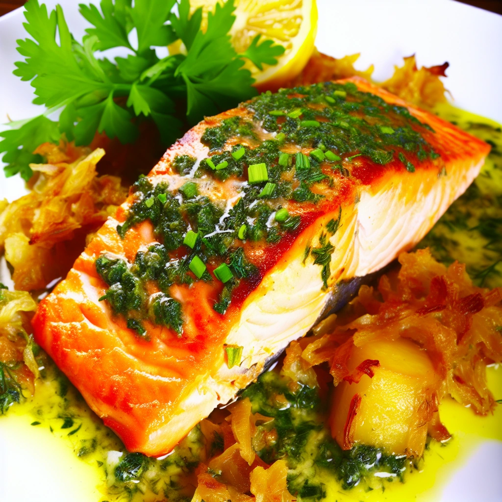 Golden Baked Salmon With Herbs Recipe