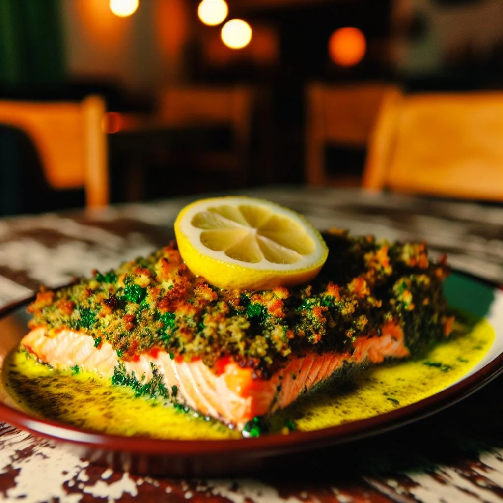 Herb-Crusted Baked Salmon with Lemon Butter Recipe