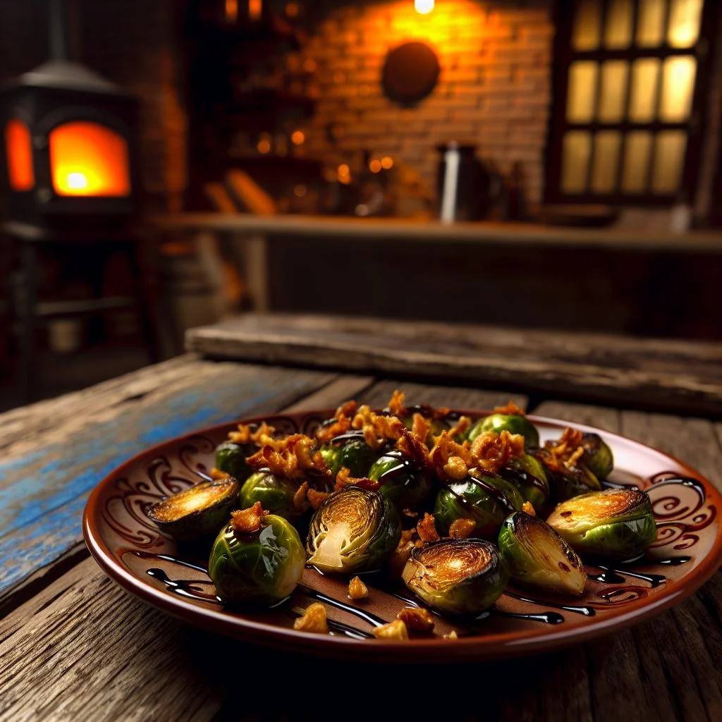 Roasted Garlic Brussels Sprouts with Balsamic Glaze Recipe