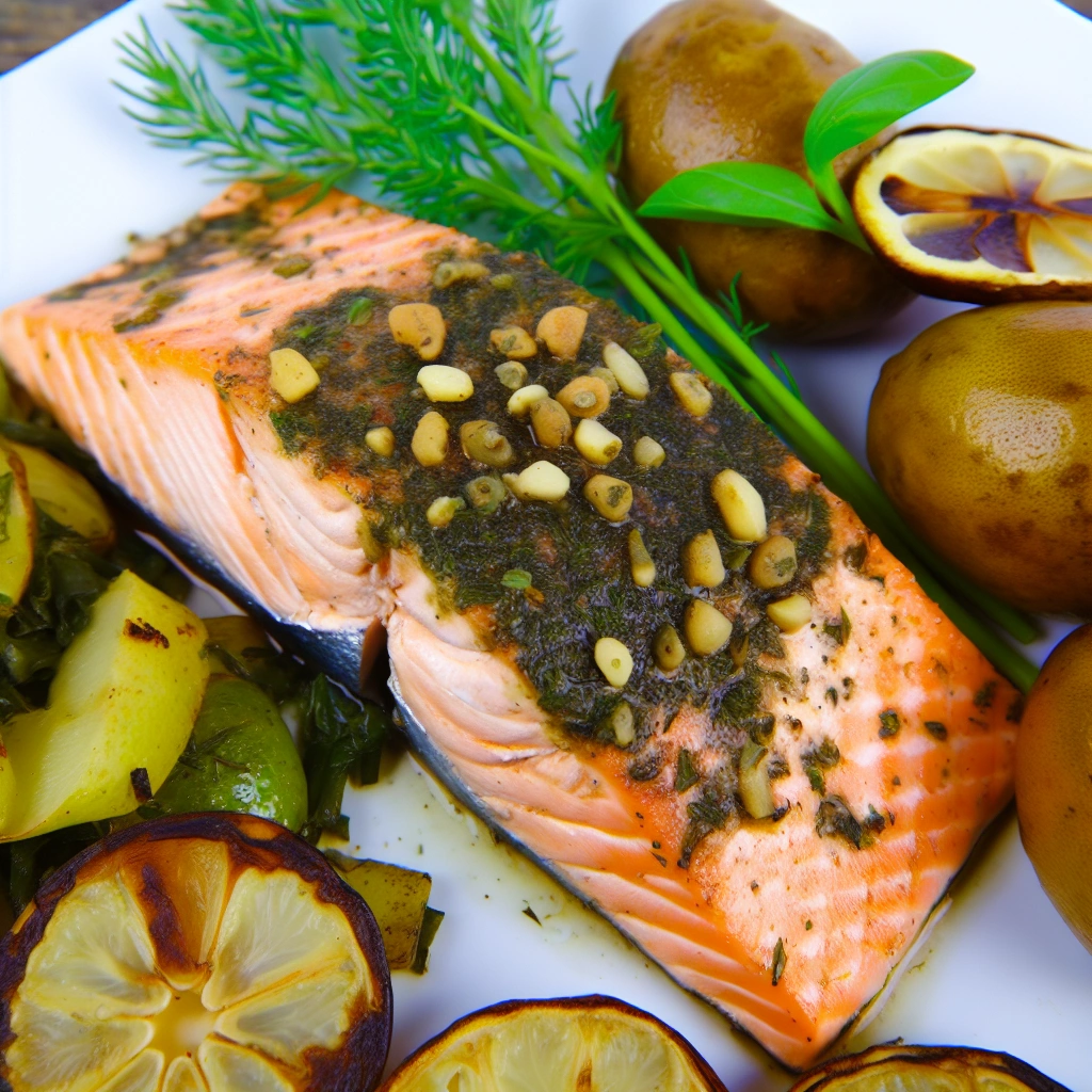 Succulent Herb Spiced Baked Salmon Recipe